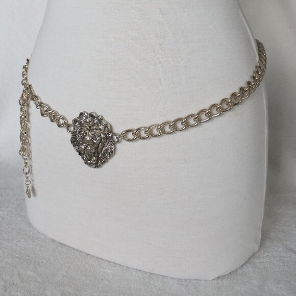 Lion of Judah Chain Link Silver Tone Belt Tribe of Israel Aslan Yeshua Roaring - Picture 3 of 10